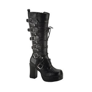 Demonia Gothika black faux leather buckled goth boots size 10
